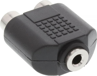 Adapter audio InLine 3.5mm Jack në 2x RCA, femër–femër, i zi