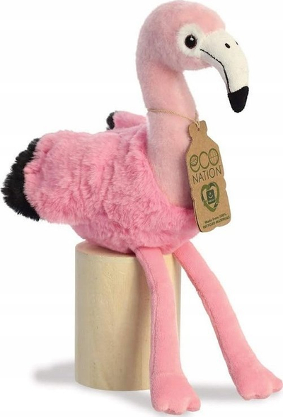 Lodër pelushi Aurora Eco Nation Flamingo 35005, 24 cm, prej materialesh të ricikluara, rozë