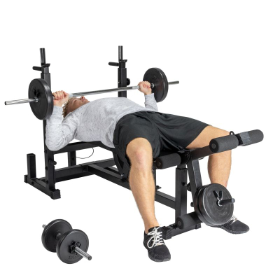 Stol forcimi VirtuFit Multifunctional Deluxe, shpinore e rregullueshme, mbajtëse për biceps, i zi