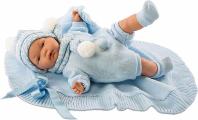 Kukull bebe Llorens Llorones Joel, trup i butë, 38 cm, blu e çelët