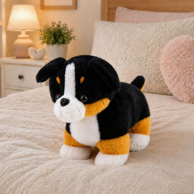 Lodër pelushi qen LeanToys Bernese, 30x30 cm, shumë i butë, shumëngjyrësh