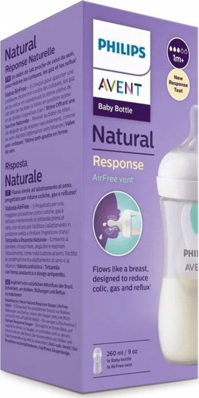 Biberon Avent SCY673/81, 260 ml, Natural Response, me elefant