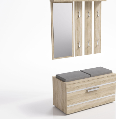 Комплет за ходник Topeshop WARDROBE OPAL II, со огледало, боја сонома