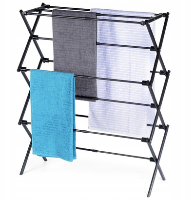 Raft vertikal për thar rrobat, metal i rregullueshëm 47–78 cm, i zi