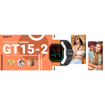 Ora inteligjente Gravity GT15-2, ekran 2.04", Bluetooth për thirrje, portokalli me të zezë