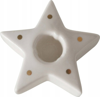 Mbajtëse qiriu Boltze Home për Krishtlindje, në formë ylli, porcelan, e bardhë