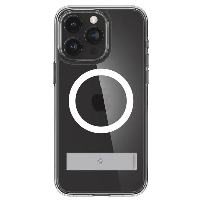 Këllëf telefoni Spigen Ultra Hybrid S MagSafe për iPhone 15 Pro, me stand, transparent