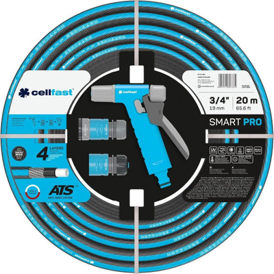 Set ujitje Cellfast Smart Pro ATS, zorrë 20m 3/4", 4 shtresa, blu