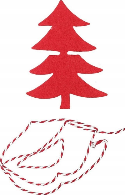 Dekor pemë Krishtlindjeje Titanum Felt Christmas Tree, 77x102mm, e kuqe