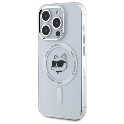 Kapak telefoni Karl Lagerfeld IML Choupette Metal Frame MagSafe për iPhone 15 Pro Max, transparent