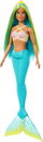 Kukull sirenë Barbie Mermaid, flokë blu dhe të verdha, bisht turkez, me aksesor në kokë