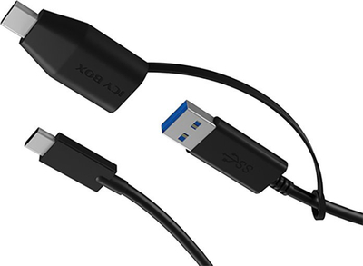 Kabllo USB ICY BOX IB-CB034, USB-C në USB-C me adapter USB-A, USB 3.2 Gen 2, 1m, e zezë