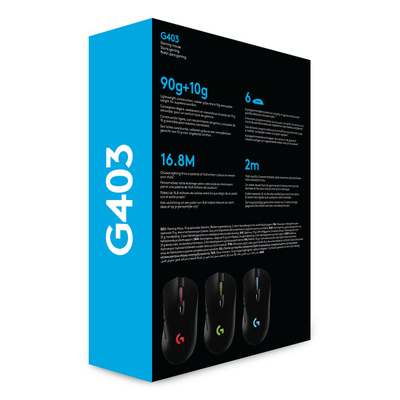 Maus gaming Logitech G403 HERO, 16000 DPI, me kabllo, i zi