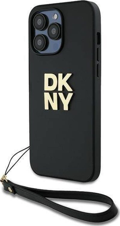 Навлака за телефон DKNY DKHCP14XPBSWSK, за iPhone 14 Pro Max 6.7", тврда навлака со ремен за рака, црна