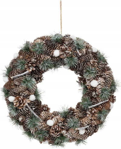 Kurorë dekorative Atmosphera Christmas Wreath Pine Cone, 50cm, kafe