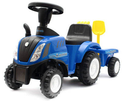 Traktor lodër Baby Mix New Holland Ride On, me rimorkjo, deri 25 kg, blu
