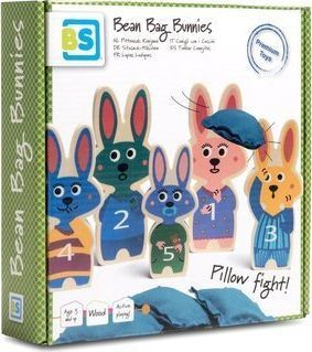 Lojë hedhdjeje me top BS Toys Ball Tossing Bunnies, 12-16 cm, set 8 pjesë, shumëngjyrëshe