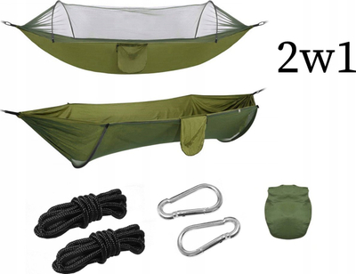 Hamak kampingu Survival, me rrjetë kundra mushkonjave, për 2 veta, jeshil