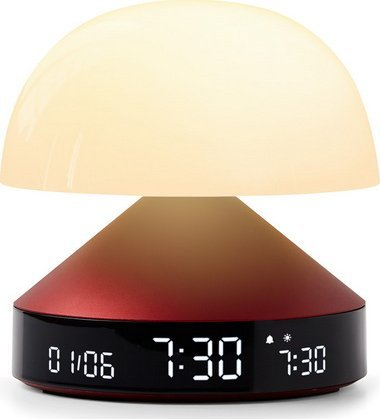 Llambë tavoline Lexon Mina Sunrise, alarm ore, LED, e kuqe