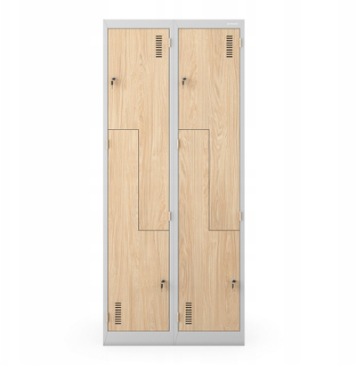 Dolap garderobe Jan Nowak JULIA ECO, metal H185 cm, 2 dyer woodgrain, i bardhë