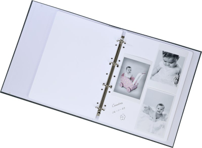Album fotografish Focus Base Line Canvas Ringbinder, kapak me pëlhurë, me unaza, i zi