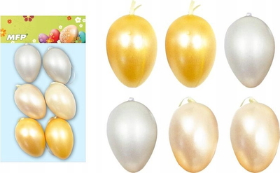 Dekor vezë plastike MFP, 6 cm, set me 6 copë, ari edhe e bardhë