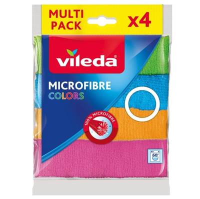 Lecka mikrofibër Vileda Microfibre Cloths Colors, set 4 copë, shumëngjyrëshe