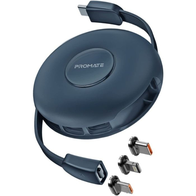 Kabllo magnetike kariku për Promate Quiver, 3 në 1, 1 m, blu e errët
