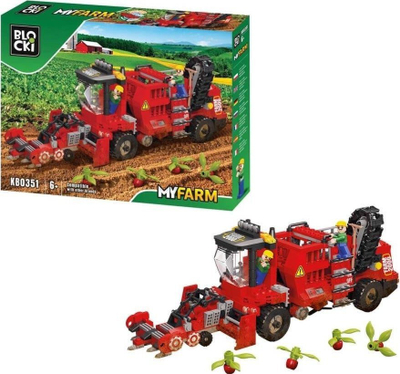 Set blloqesh Blocki MyFarm Beet Harvester, model KB0351, për kalamaj 6+ vjeç, i kuq