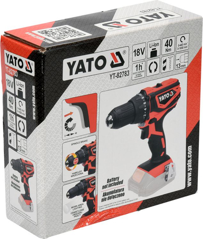 Stërvitëse pa kabllo YATO YT-82783, 18V, 40Nm, e kuqe e zezë