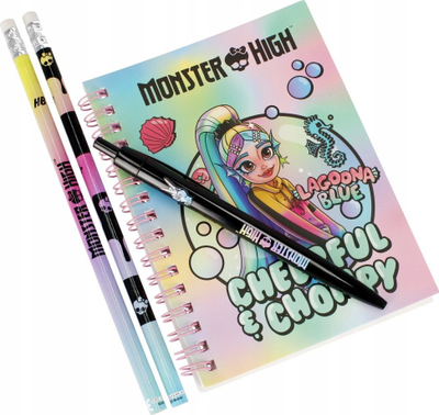 Set shkollor Starpak Monster High Lagoona, me aksesorë bazë, me penar transparent, shumëngjyrësh