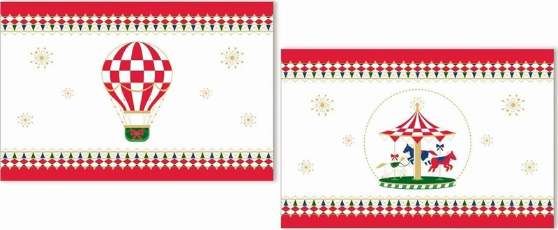 Naperona tavoline NoName Christmas Carousel, set 2 copë, 45.5 x 30 cm, shumëngjyrëshe