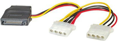 Kabllo adapter ROLINE Y SATA në 3x 4 pin Molex, për hard disk, e zezë