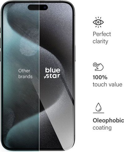 Stakll xhami i temperum Blue Star për iPhone 15 Pro Max, 0.3mm, transparent