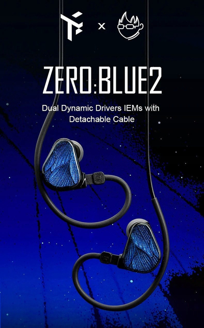 Слушалки во уво TRUTHEAR X Crinacle Zero BLUE2, два динамички драјвери, одвојлив кабел 3.5mm, сина боја