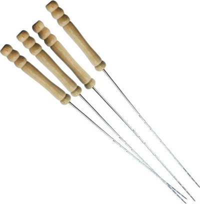 Shkopinj BBQ për skarë, çelik, set me 4 copa, 38.5 cm