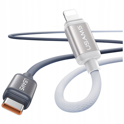 Kabllo USB Usams Bicolor Series SJ757, USB-C në Lightning, 1.2m, 30W, bardh e zi