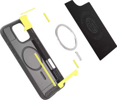 Mbështjellës telefoni Spigen Rugged Armor MagSafe, iPhone 16 Pro, gri