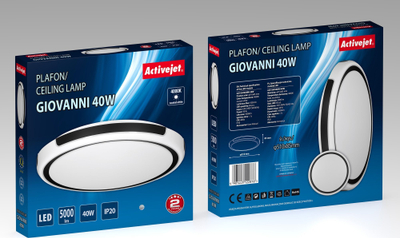 Llambë tavani Activejet AJE-GIOVANNI, 40W, LED, e zezë me të bardhë