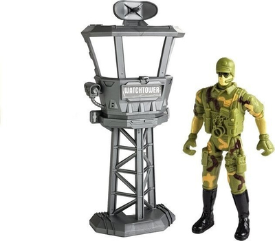 Сет играчки воен Leantoys Military Set Helicopter Tower, хеликоптер со кула за набљудување, повеќеелементен, шарен