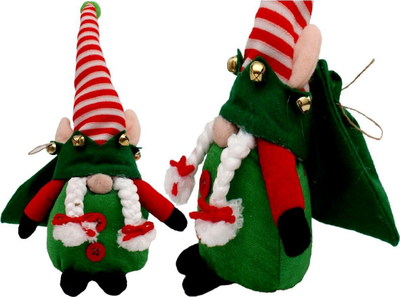 Figurinë zbukuruese Krishtlindjesh Saska Christmas Elf, 28 cm, prej poliesteri, e kuqe me jeshile