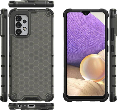 Mbrojtëse telefoni Honeycomb për Samsung Galaxy A03s, hibride TPU, anti–shok, e zezë transparente