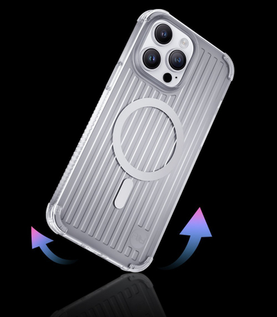 Калъф за телефон Kingxbar PQY Go Out MagSafe, за iPhone 14 Pro Max, проѕирен сребрен
