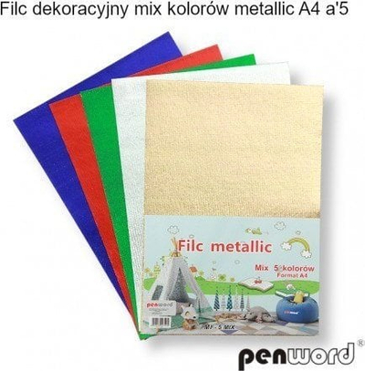 Letra dekorative Penword Decorative Felt, A4 A5, efekt metalik, shumëngjyrëshe