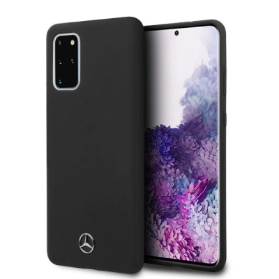 Mbrojtëse telefoni Mercedes-Benz Silicone për Samsung Galaxy S20 Plus, silikoni, e zezë