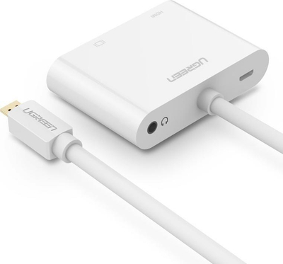 Adapter video UGREEN Micro HDMI në VGA, 1080p, dalje audio 3.5mm, i zi
