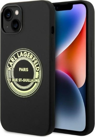 Mbulesë telefoni Karl Lagerfeld KLHCP14MSRSGRCK, për iPhone 14 Plus 6.7", silikon, e zezë