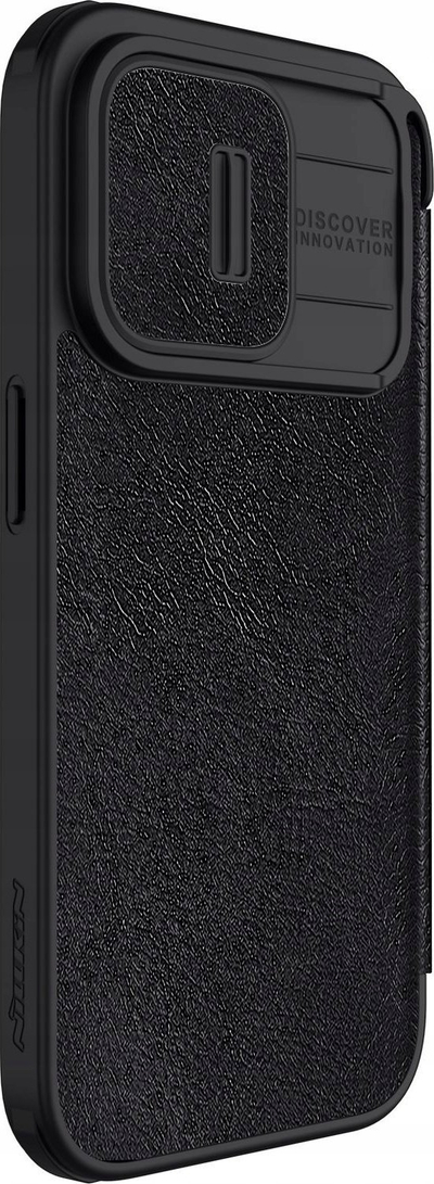 Këllëf libri Nillkin Qin Book Pro për iPhone 15 Pro, lëkurë PU, kapak kamere, i zi