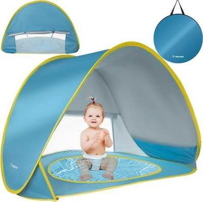 Çadër plazhi për bebe Beach Tent with Pool 21204, pop up, me mini pishinë, blu