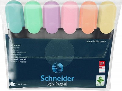 Set markera Schneider Job Pastel, maje 1 mm 5 mm, 6 copa, shumëngjyrëshe